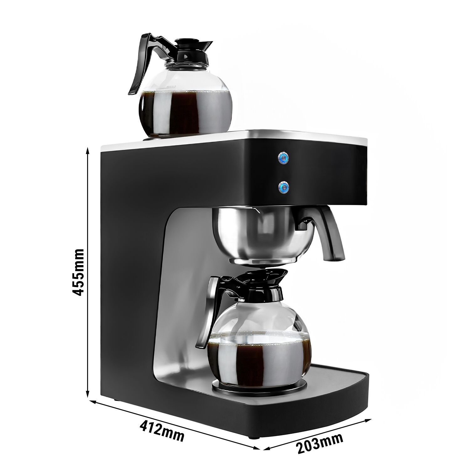 Kávovar na filtrovanú kávu - 1,8 litra - 2 kW - vrátane 2 sklenených kanvíc
