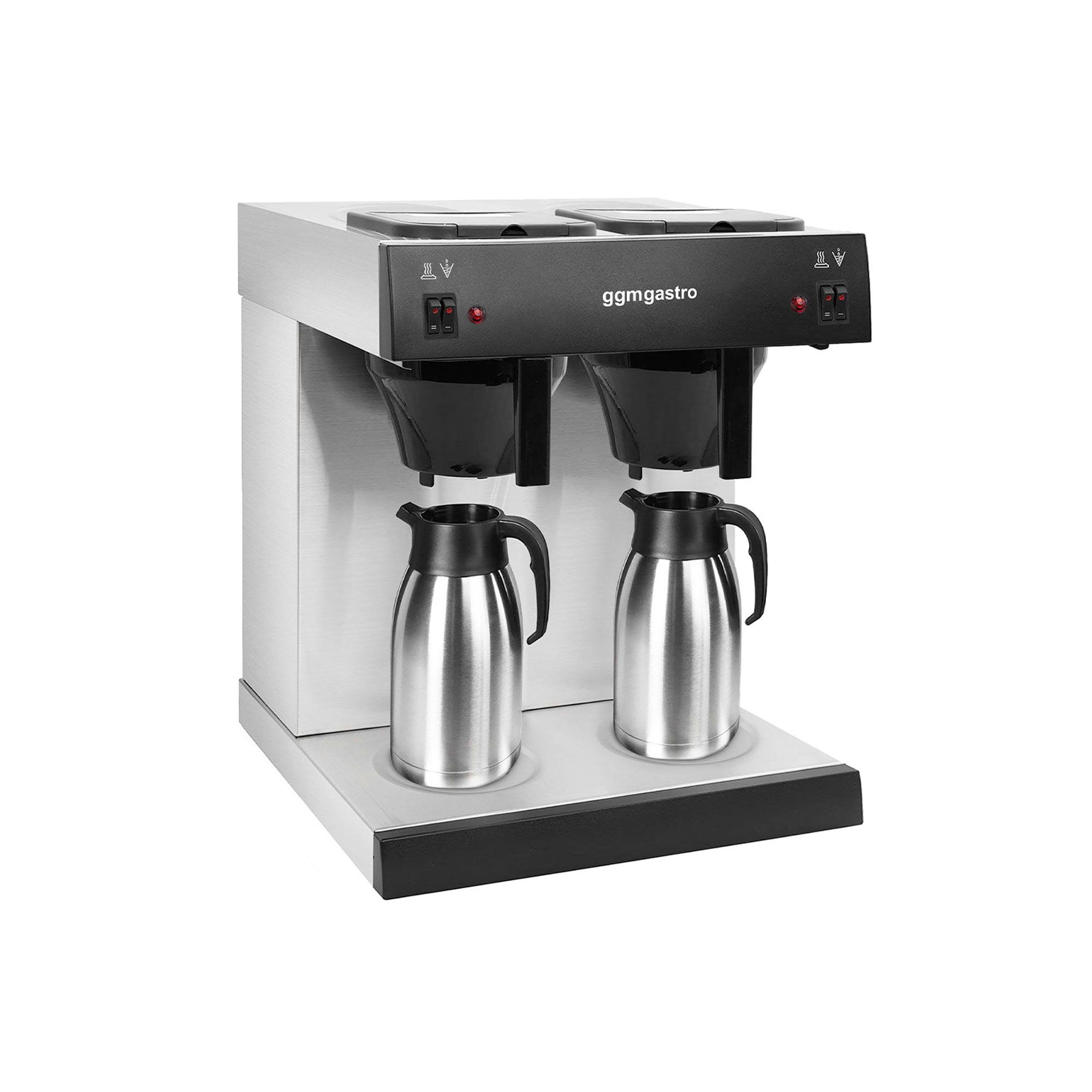 Kávovar na filtrovanú kávu - 2 x 2 litre - 2,8 kW - s 2 platňami - vrátane 2 2-litrových izolovaných kanvíc – Obrázok 3