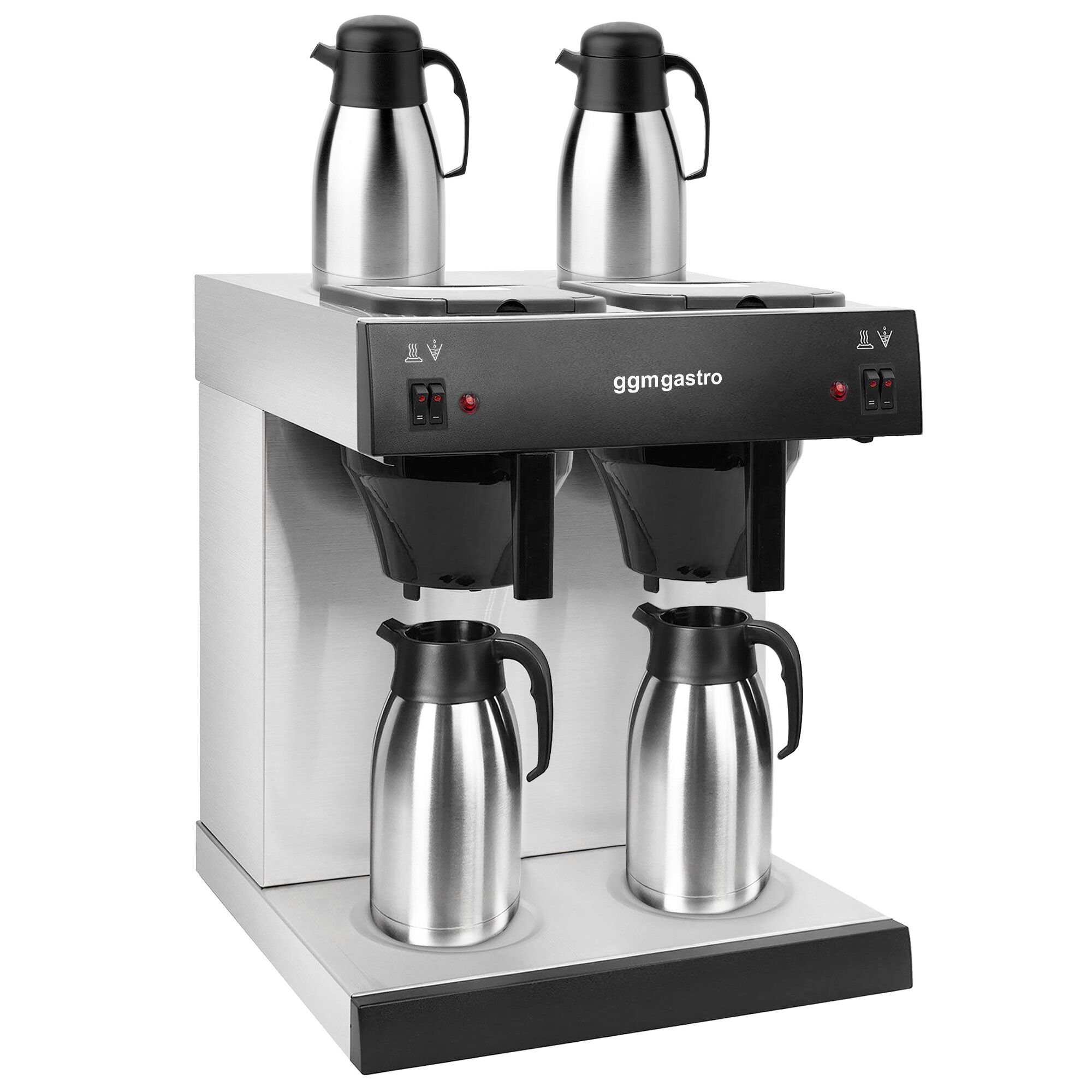 Kávovar na filtrovanú kávu - 2 x 2 litre - 2,8 kW - s 2 platňami - vrátane 2 2-litrových izolovaných kanvíc – Obrázok 4