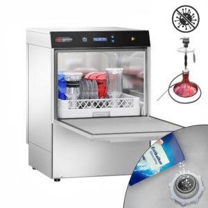 Dvojstenná umývačka riadu SHISHA - Digitálna - 4,9 kW - vrátane odvápňovača - s podávaním čistiaceho prostriedku, leštidla a vypúšťacím čerpadlom