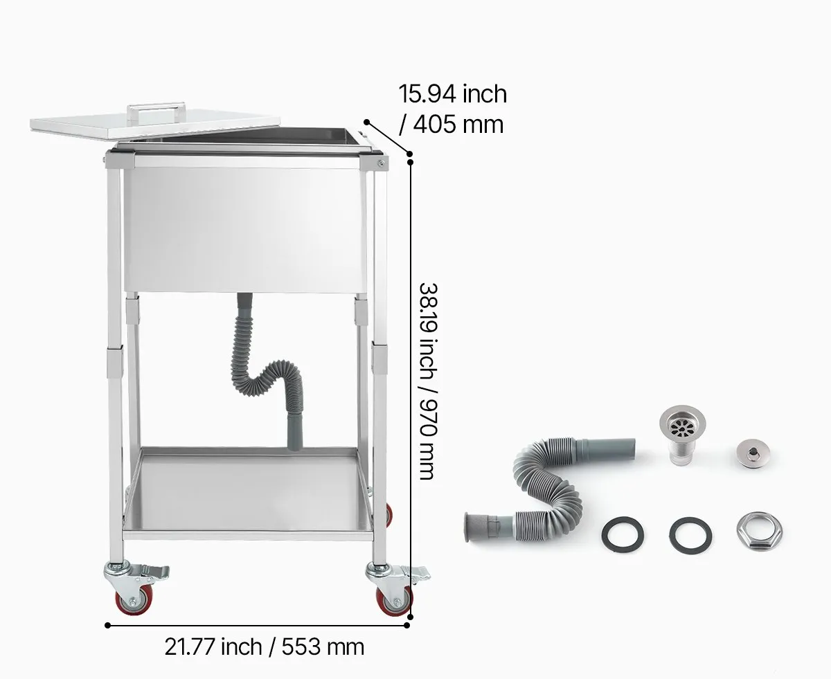 Nádoba na ľad s rolovateľným chladičom (553 x 405 x 970 mm) z nehrdzavejúcej ocele, 31 l, komerčný chladiaci box na kolieskach na vonkajšie použitie s poličkou, do párty baru v záhrade alebo na terasu.