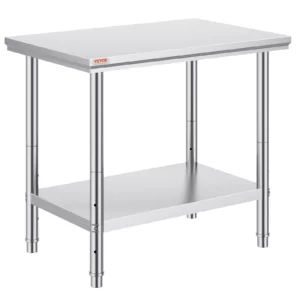 Pracovný stôl z nehrdzavejúcej ocele 900 x 600 x 70 mm na prípravu jedla, šitie, pranie, tvorenie, použitie v garáži atď.
