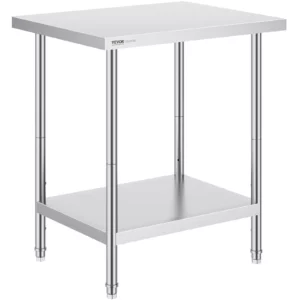Pracovný stôl z nehrdzavejúcej ocele, 610 x 762 x 864 mm, nosnosť 318 kg, pracovný stôl s 3 nastaviteľnými výškovými úrovňami, komerčné pracovné miesto do kuchyne, reštaurácie, záhrady