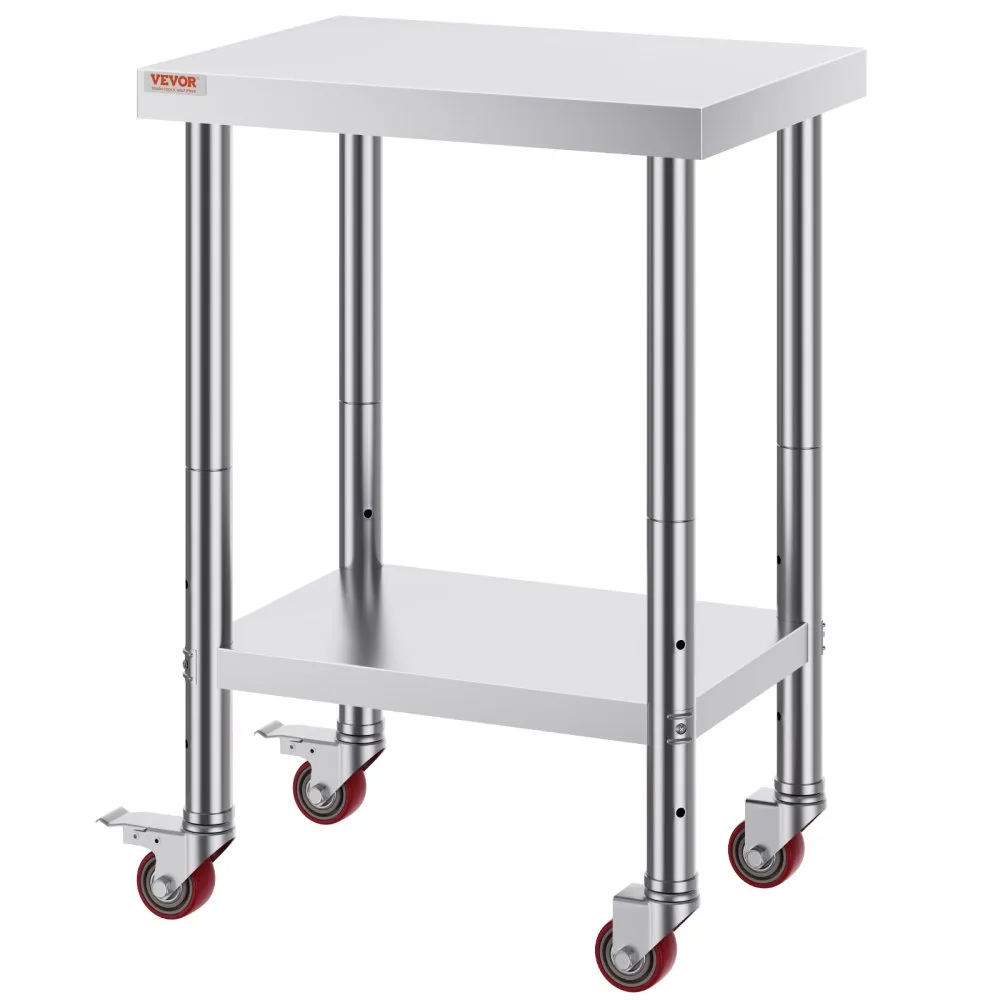 Pracovný stôl z nehrdzavejúcej ocele 609,6 x 457,2 x 863,6 mm, nerezový cateringový pracovný stôl s nosnosťou 100 kg, stôl na prípravu jedla, komerčný pracovný stôl – Obrázok 3