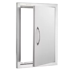 Prístupové dvierka ku grilu  432 x 610 x 46 mm, Jednoduché vonkajšie kuchynské dvierka, Zapustené dvierka z nehrdzavejúcej ocele, Zvislé nástenné dvierka s úchytkou, pre grilovací ostrovček, grilovaciu stanicu, vonkajšiu skrinku atď.