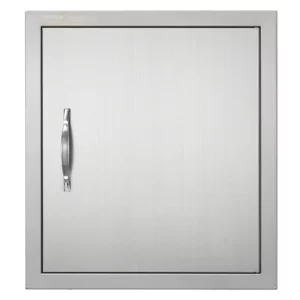 Prístupové dvierka ku grilu  457 x 508 mm, Jednoduché vonkajšie kuchynské dvierka, Zapustené dvierka z nehrdzavejúcej ocele, Zvislé nástenné dvierka s úchytkou a hákom, pre grilovací ostrovček, grilovaciu stanicu, vonkajšiu skrinku