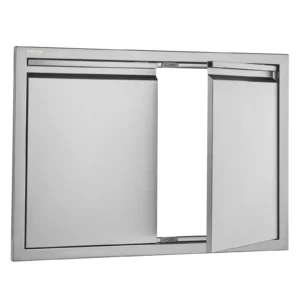 Prístupové dvierka ku grilu  762 x 532 x 45 mm, Dvojité vonkajšie kuchynské dvierka, Zapustené dvierka z nehrdzavejúcej ocele, Zvislé nástenné dvierka s výsuvnými rukoväťami, pre grilovací ostrovček, grilovaciu stanicu, vonkajšiu skrinku atď.