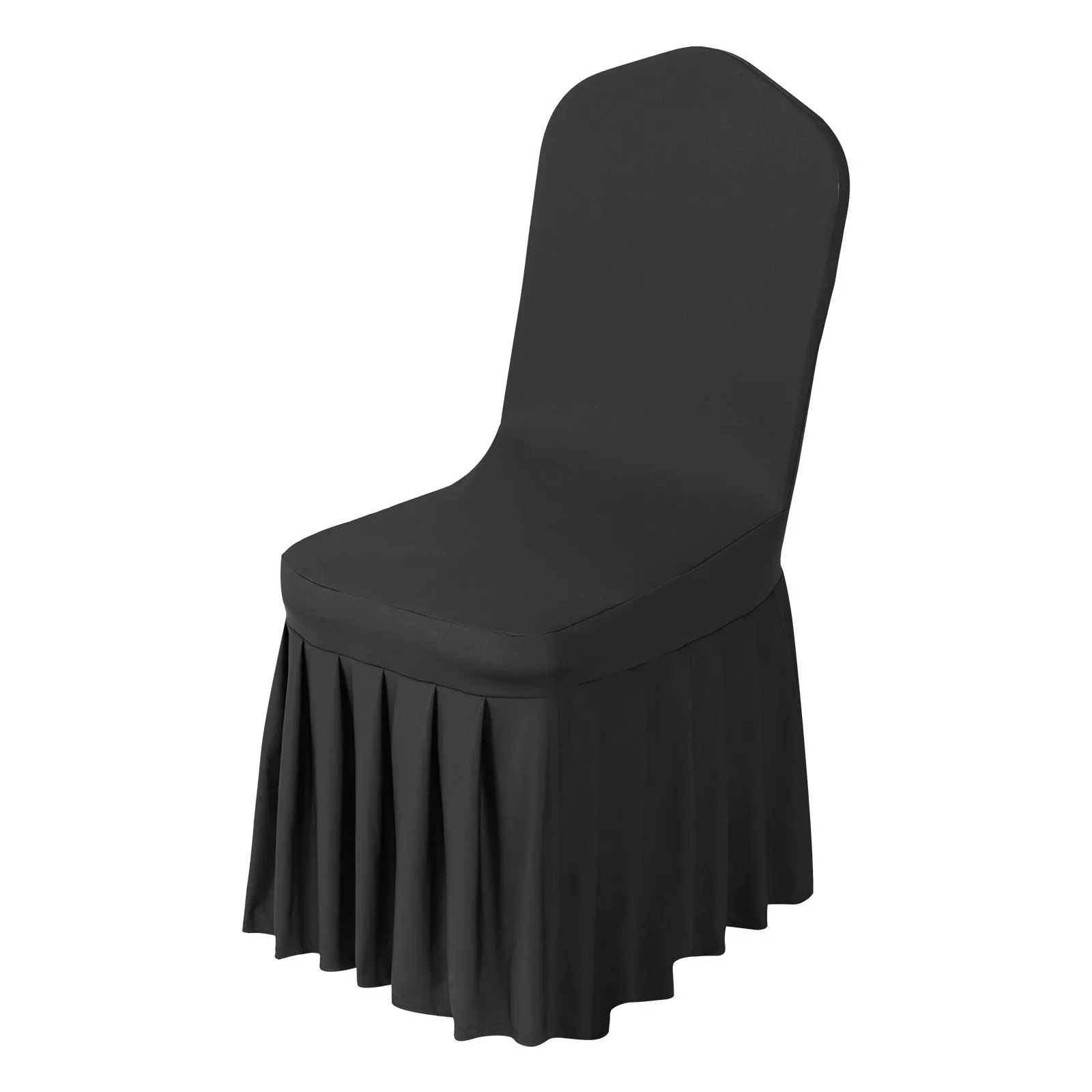 Poťahy na stoličky, plochý strečový poťah z polyesteru a spandexu, prateľné a odnímateľné, vhodné na svadobné oslavy (51 x 45 x 95 cm), čierne 30 ks