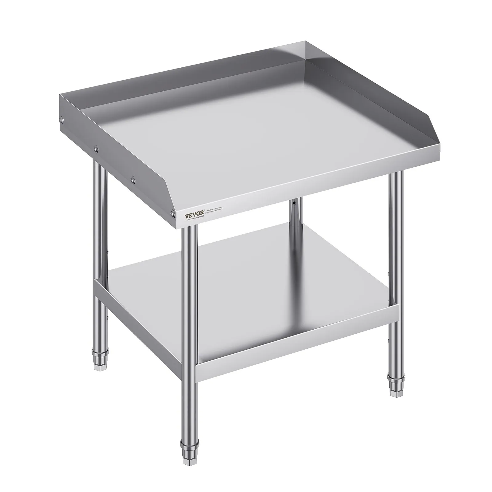 Pracovný stôl z nehrdzavejúcej ocele, komerčný pracovný stôl na prípravu jedál, 610 x 711 x 660 mm, 3-stranná ochrana proti striekajúcej vode, robustný prípravný stôl, pracovný stôl s nastaviteľnou výškou – Obrázok 5