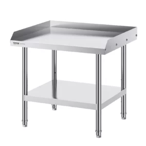 Pracovný stôl z nehrdzavejúcej ocele, komerčný pracovný stôl na prípravu jedál, 610 x 711 x 660 mm, 3-stranná ochrana proti striekajúcej vode, robustný prípravný stôl, pracovný stôl s nastaviteľnou výškou