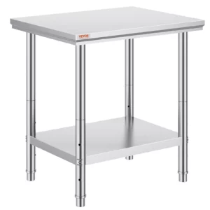 Pracovný stôl z nehrdzavejúcej ocele 760 x 600 x 70 mm na prípravu jedla, šitie, pranie, tvorenie, použitie v garáži atď.