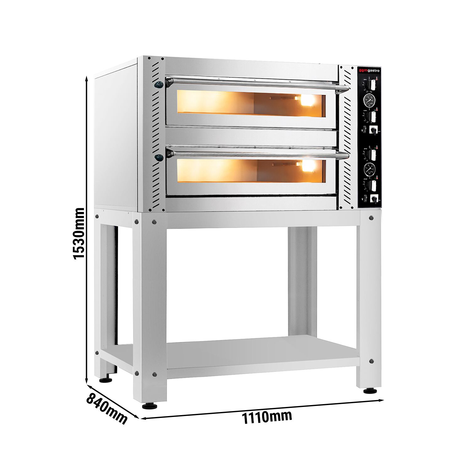 Elektro Pizzaofen - 4+4x 34cm - Manuell - inkl. Untergestell – Obrázok 3