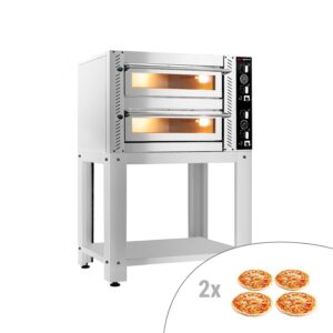 Elektrická pec na pizzu – 4+4 x 25 cm – Manuálna – vrátane podstavca
