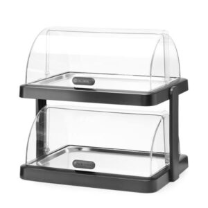 Dvojitá chladiaca vitrína s rolovacím vrchom Duo UNIQ, čierna, 480x355x(V)480mm, obdĺžniková