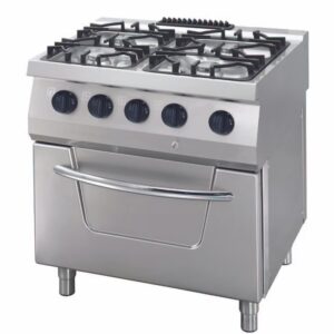 Heavy Duty sporák – 4 horáky – dvojitá jednotka – hĺbka 70 cm – 30 kW – plyn vrátane elektrickej rúry