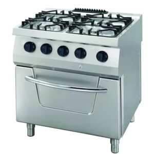 Heavy Duty sporák – 4 horáky – dvojitá jednotka – hĺbka 70 cm – 34 kW – plyn vrátane rúry