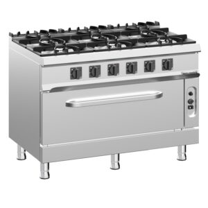 Plynový sporák - 49 kW - 6 horákov - vr. plynové rúry Static - 10 kW