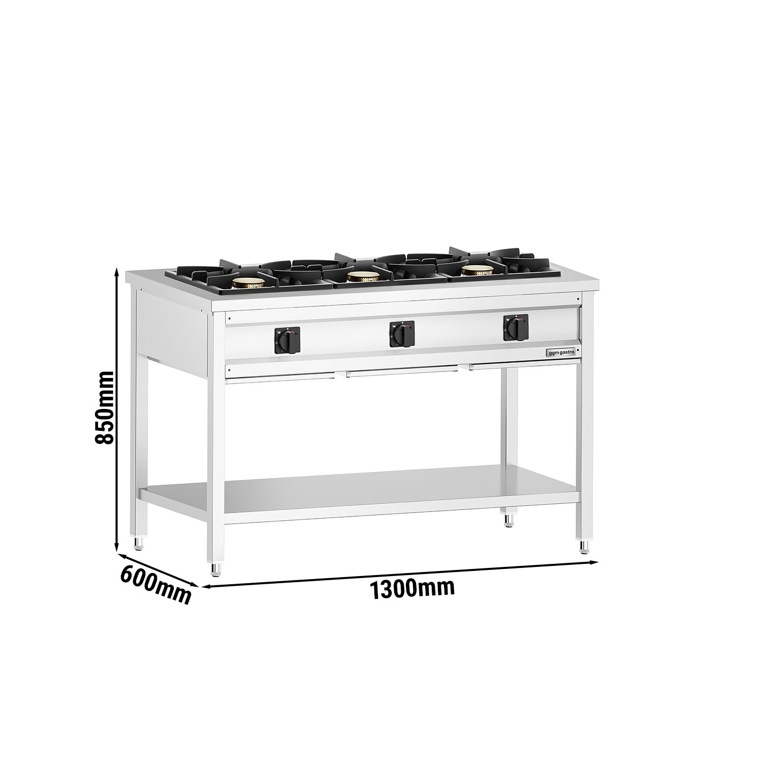 Plynový sporák - 25,5 kW - 3 horáky - otvorený s podstavcom a odkvapkávacou zásuvkou – Obrázok 4