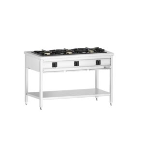 Plynový sporák - 25,5 kW - 3 horáky - otvorený s podstavcom a odkvapkávacou zásuvkou