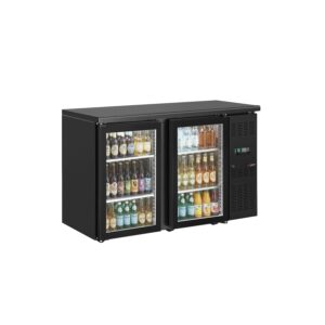 ECO barový a nápojový chladič - 1462 mm - 2 bezrámové sklenené dvere - čierny