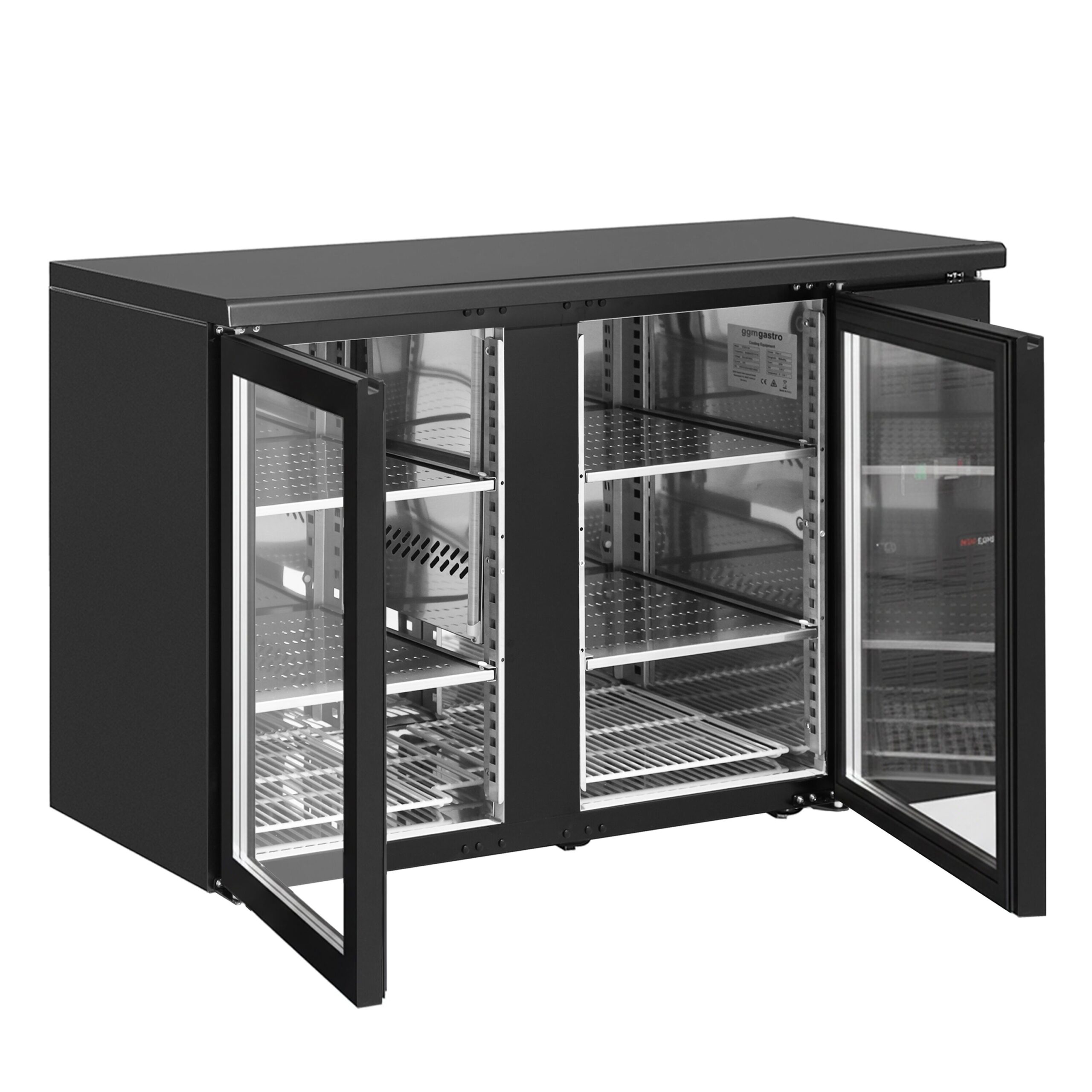 ECO barový a nápojový chladič - 1462 mm - 2 bezrámové sklenené dvere - čierny – Obrázok 2