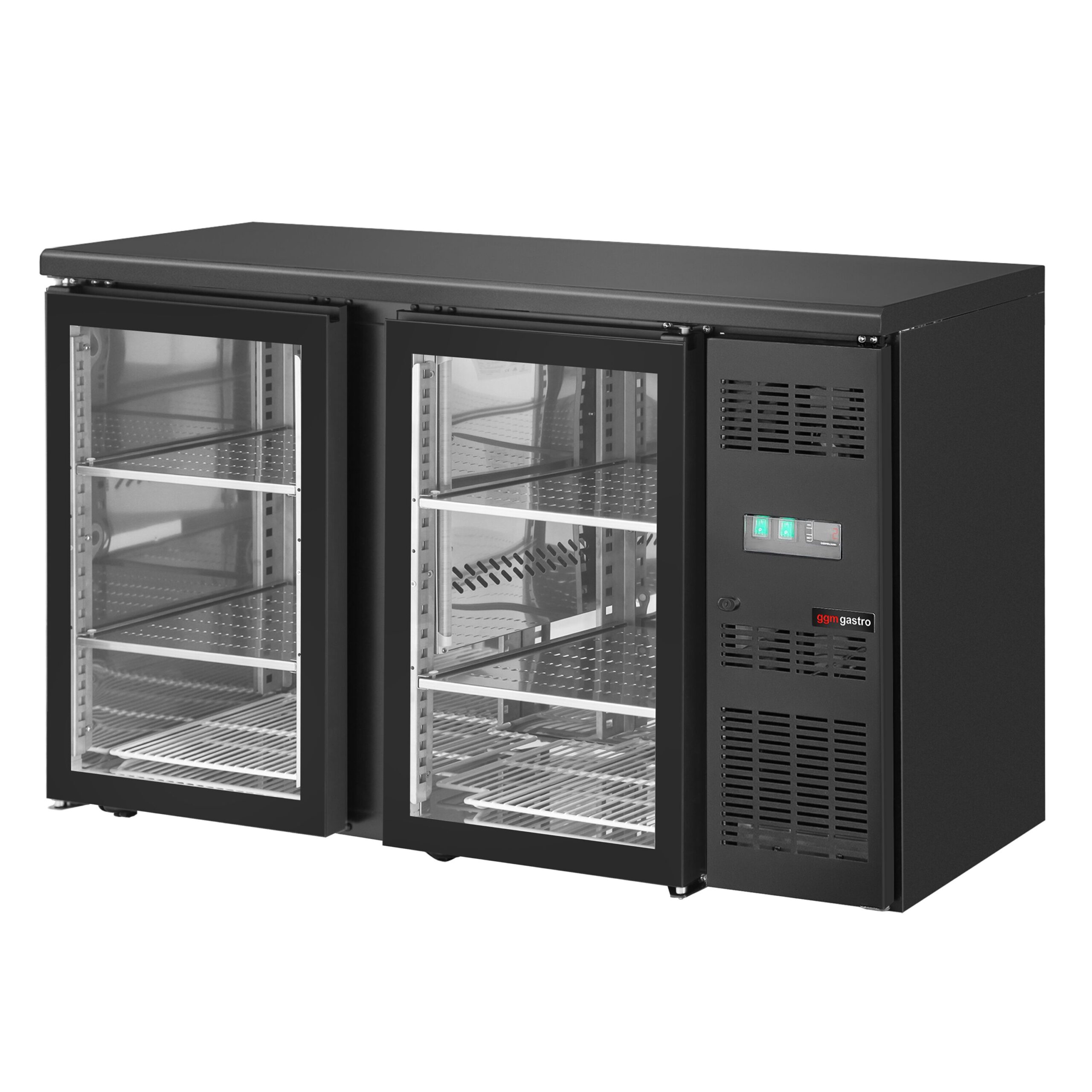 ECO barový a nápojový chladič - 1462 mm - 2 bezrámové sklenené dvere - čierny – Obrázok 5