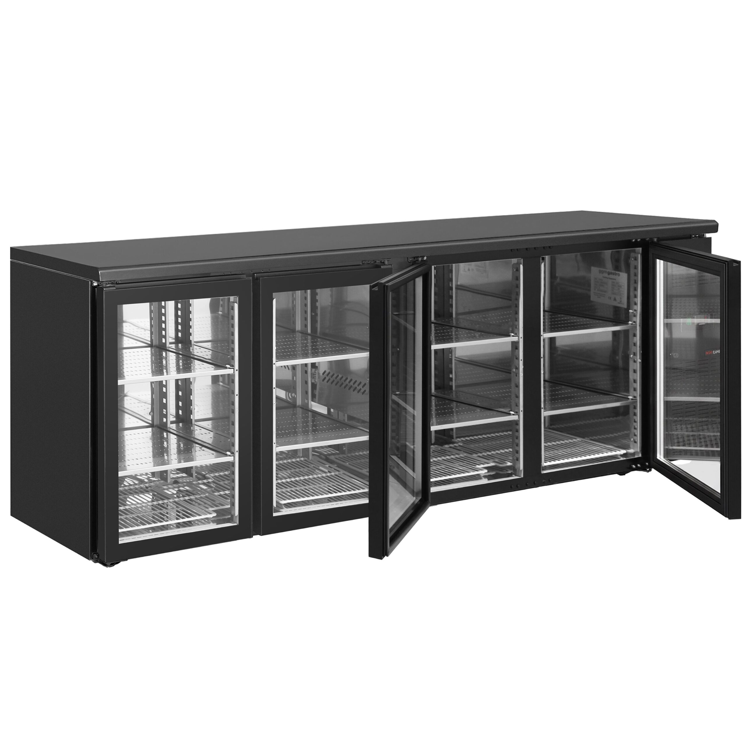 ECO barový a nápojový chladič - 2542 mm - 4 bezrámové sklenené dvere - čierny – Obrázok 2