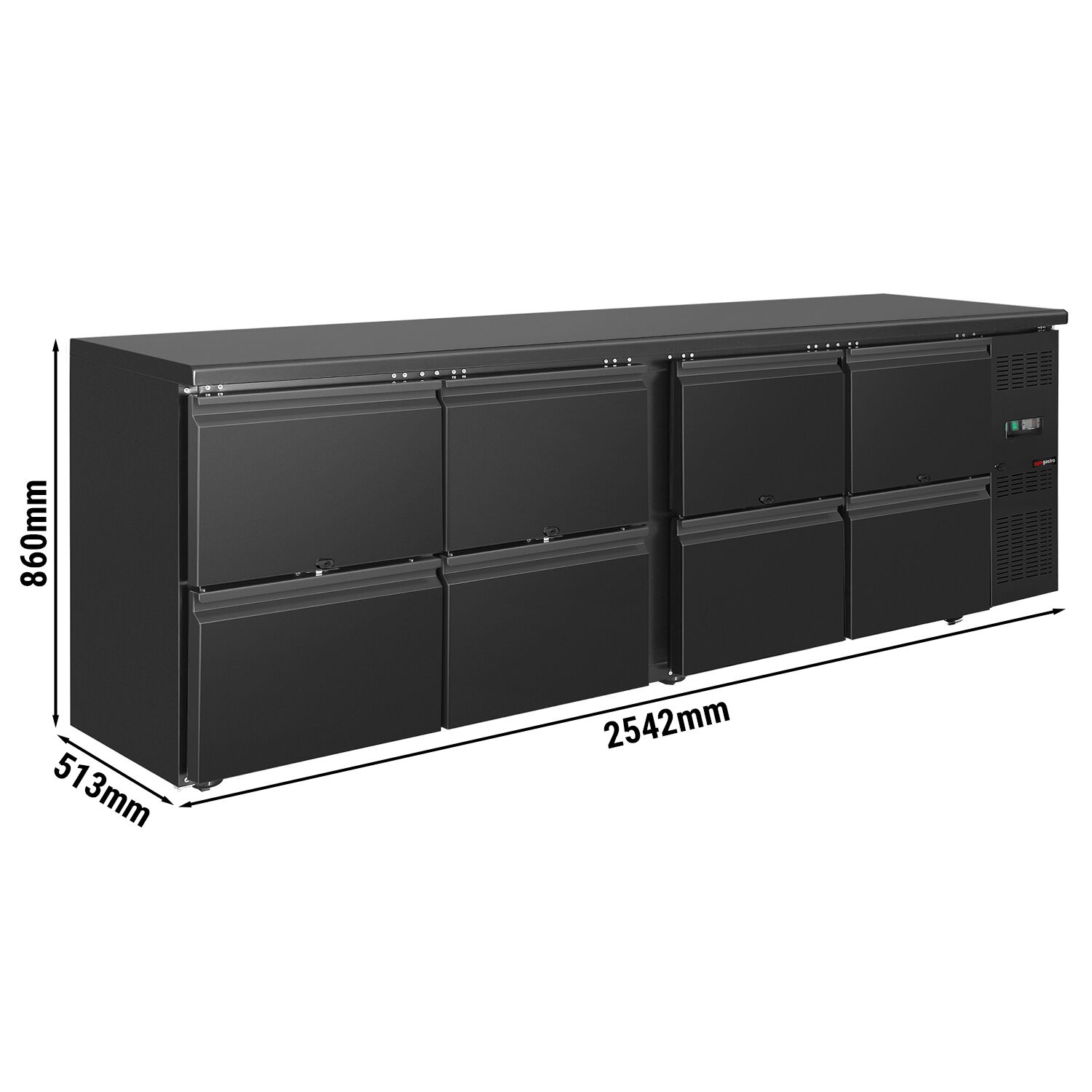 ECO barový a nápojový chladiaci stôl - 2542 mm - s 8 zásuvkami - čierny – Obrázok 11