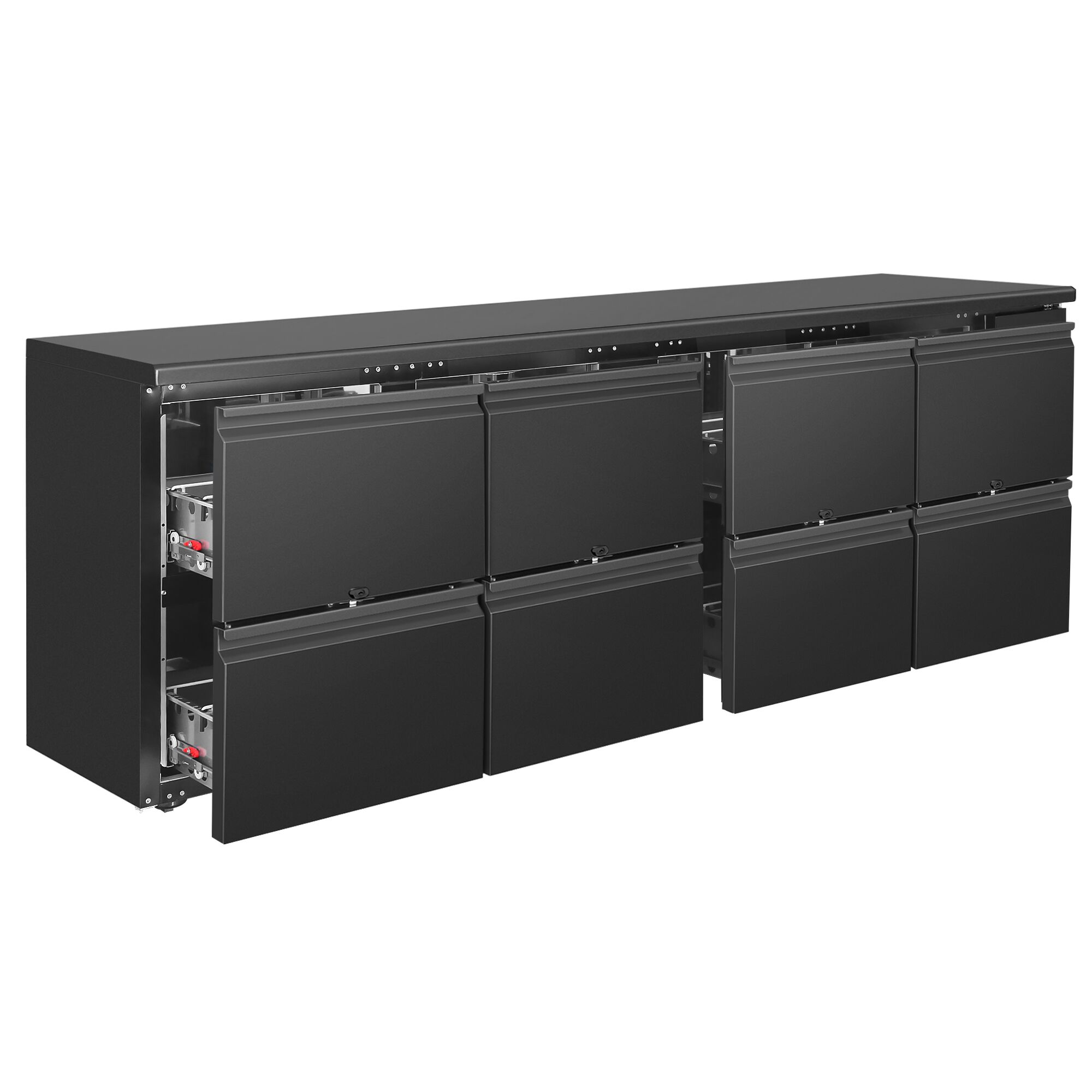 ECO barový a nápojový chladiaci stôl - 2542 mm - s 8 zásuvkami - čierny – Obrázok 3