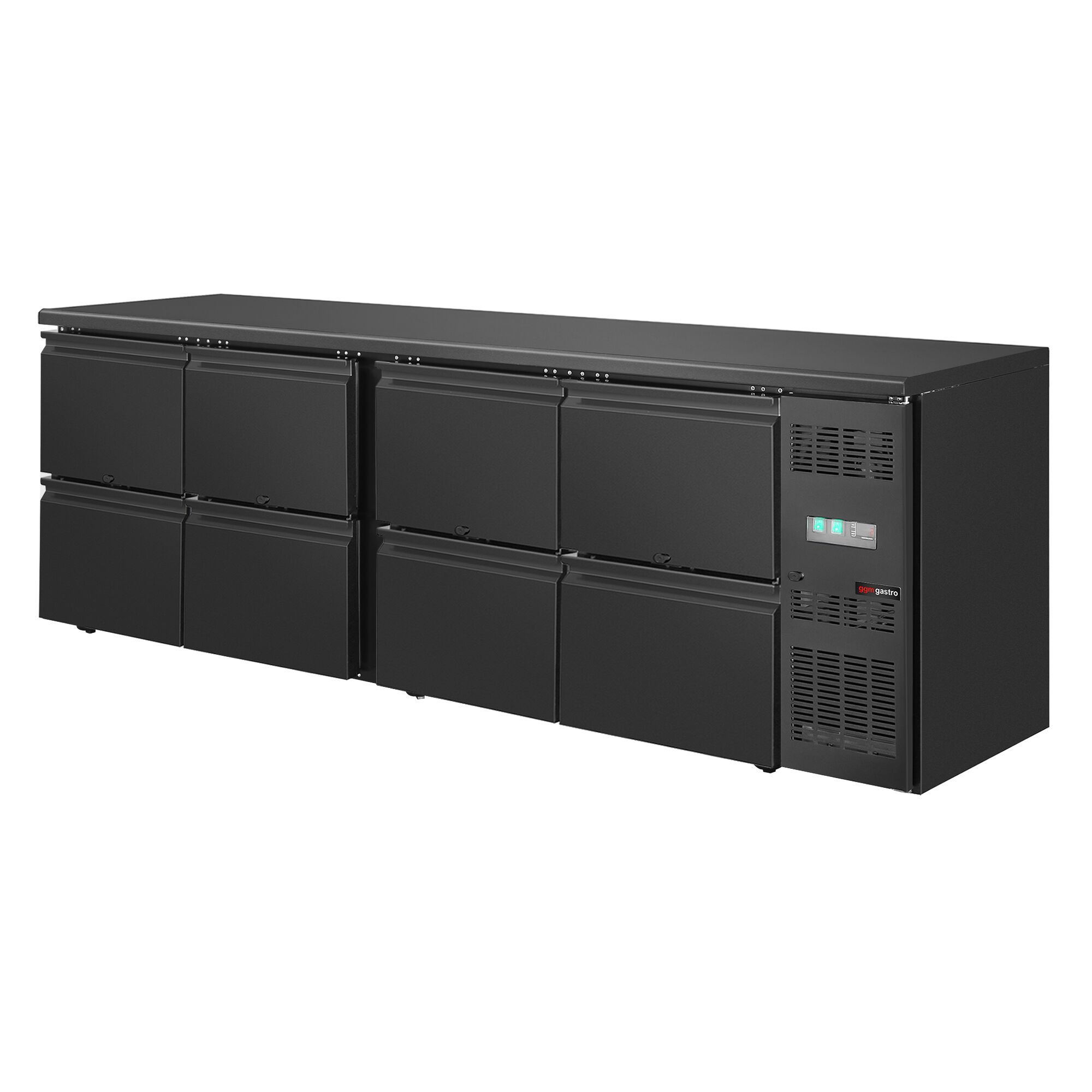 ECO barový a nápojový chladiaci stôl - 2542 mm - s 8 zásuvkami - čierny – Obrázok 2