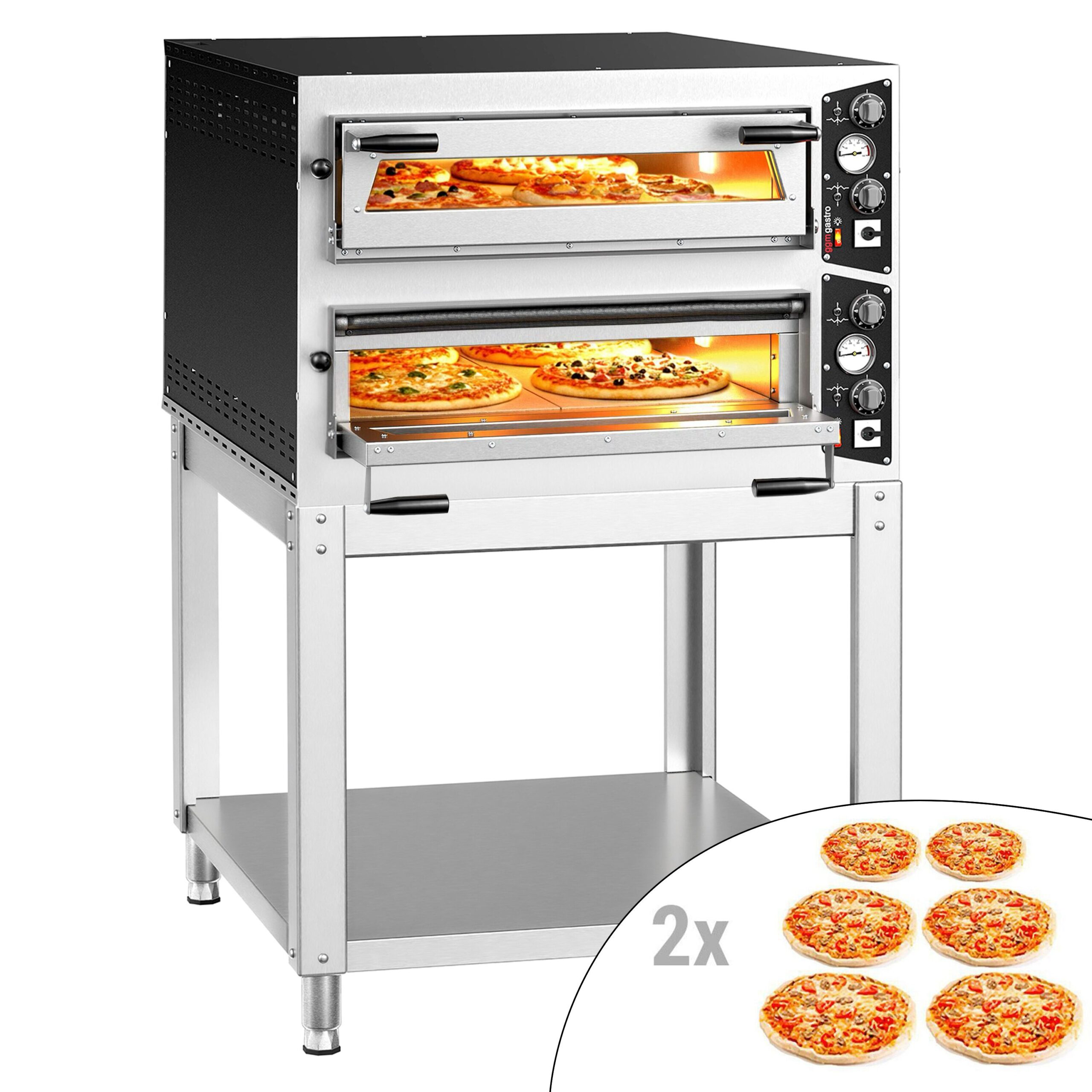 Elektrické kachle na pizzu - 6+6x 35 cm (hlboká) - manuálna - vr. podstavce