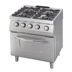 Heavy Duty sporák – 4 horáky – dvojitá jednotka – hĺbka 70 cm – 37 kW – plyn vrátane rúry