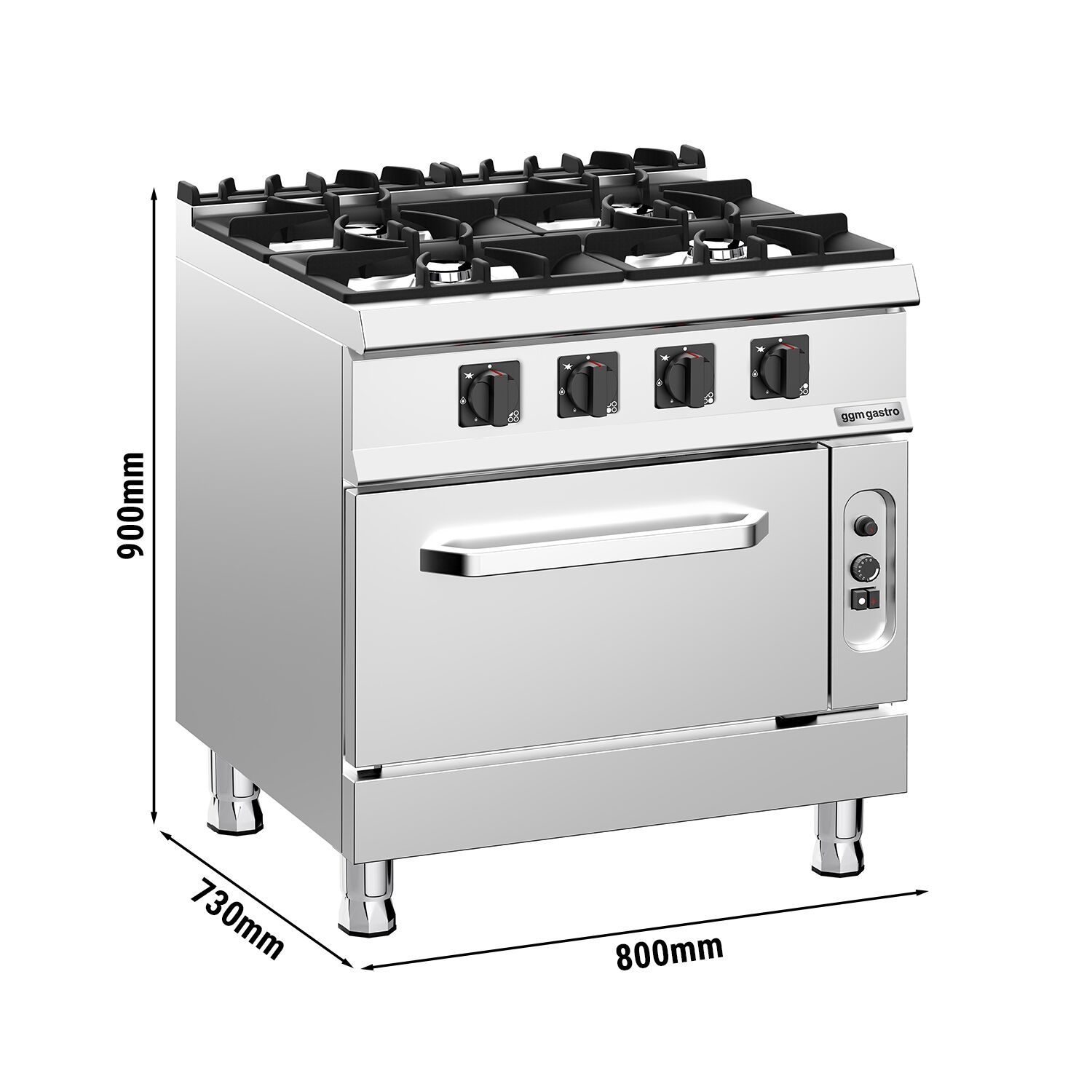 Plynový sporák - 32 kW - 4 horáky - vr. plynové rúry statické - 6 kW – Obrázok 3