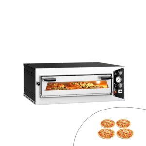 Elektrická pec na pizzu – jednoposchodová – ohňovzdorný kameň na pizzu – 4 x Ø 35 cm (13,8 palca) – 230 V, trojfázová – mechanické ovládanie – do 450 °C