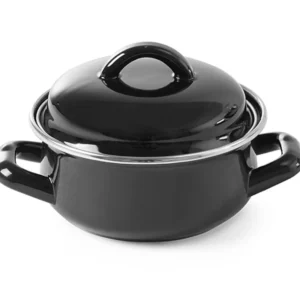 Hrniec na polievky a omáčky s pokrievkou, HENDI, čierny, 0,8L, 140x(H)110mm