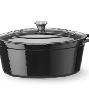 Liatinový smaltovaný kastról, HENDI, 6,88L, Čierna, 405x255x(H)134mm