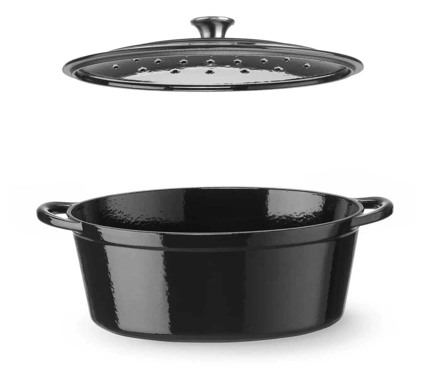 Liatinový smaltovaný kastról, HENDI, 6,88L, Čierna, 405x255x(H)134mm – Obrázok 2