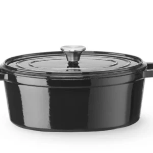 Liatinový smaltovaný kastról, HENDI, 4,4L, Čierna, 365x290x(H)115mm