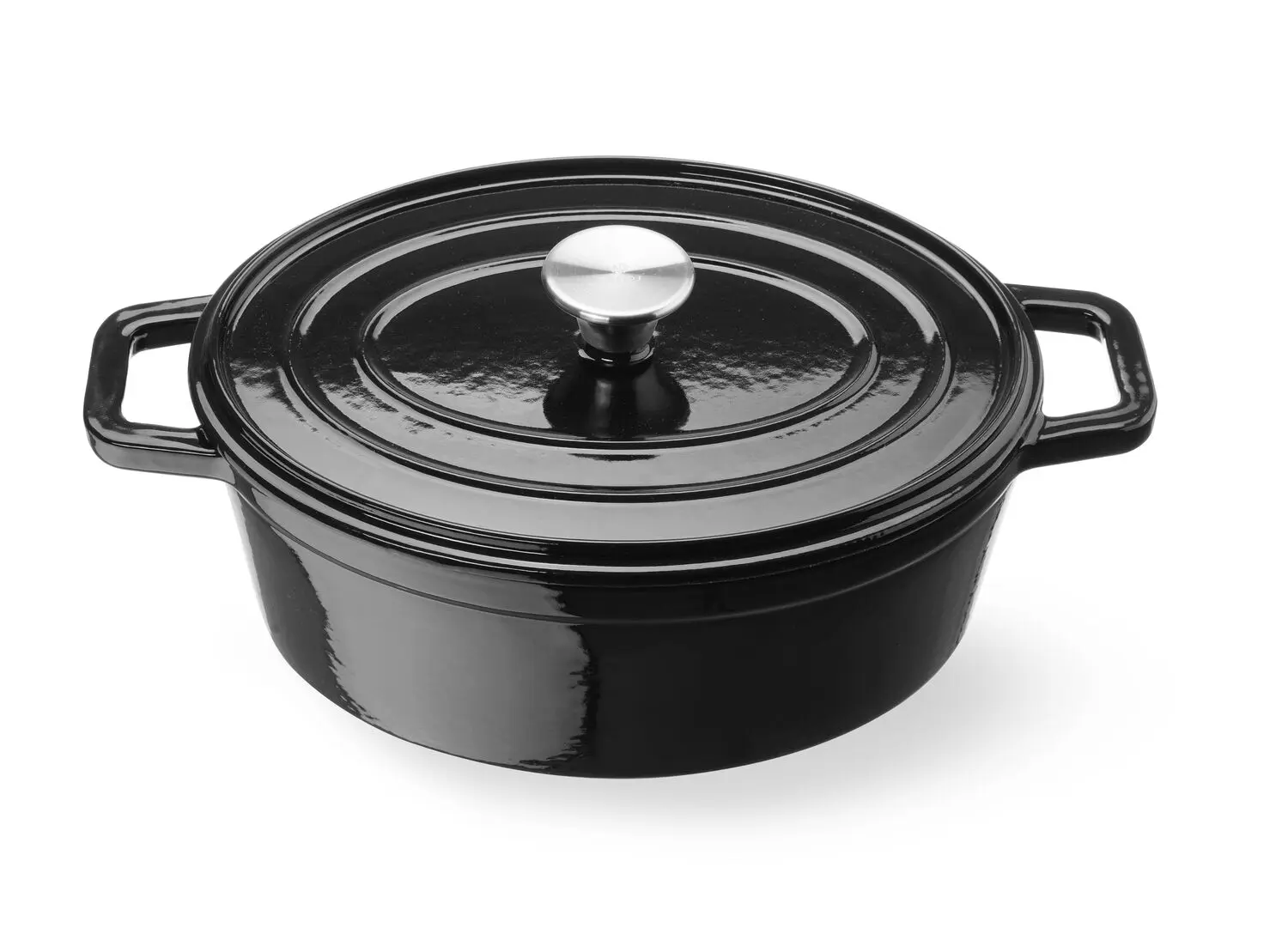 Liatinový smaltovaný kastról, HENDI, 4,4L, Čierna, 365x290x(H)115mm – Obrázok 2
