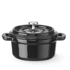 Liatinový smaltovaný kastról, HENDI, 0,27L, Čierna, 130x100x(H)48mm