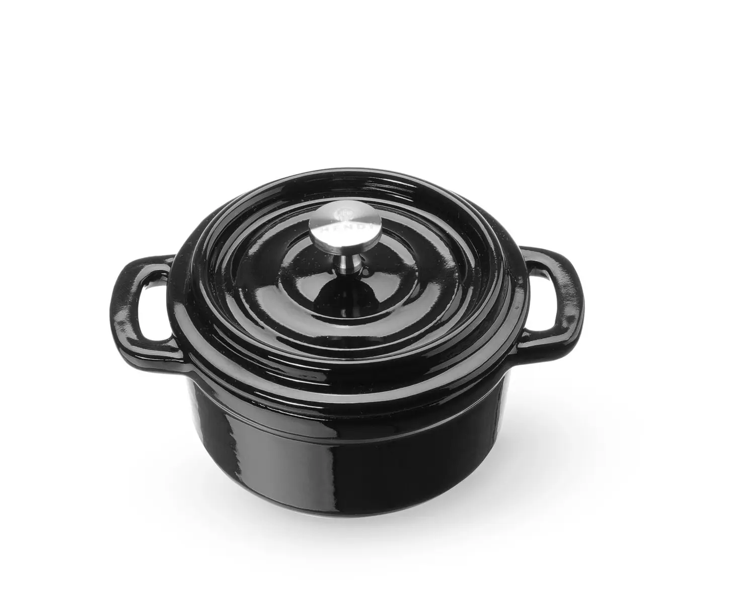 Liatinový smaltovaný kastról, HENDI, 0,27L, Čierna, 130x100x(H)48mm – Obrázok 3