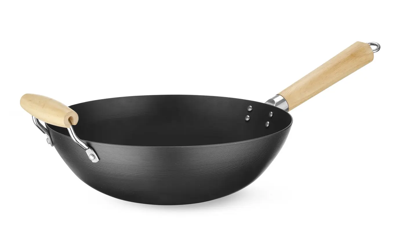 Panvica Wok s drevenou rukoväťou, HENDI, 324x565mm
