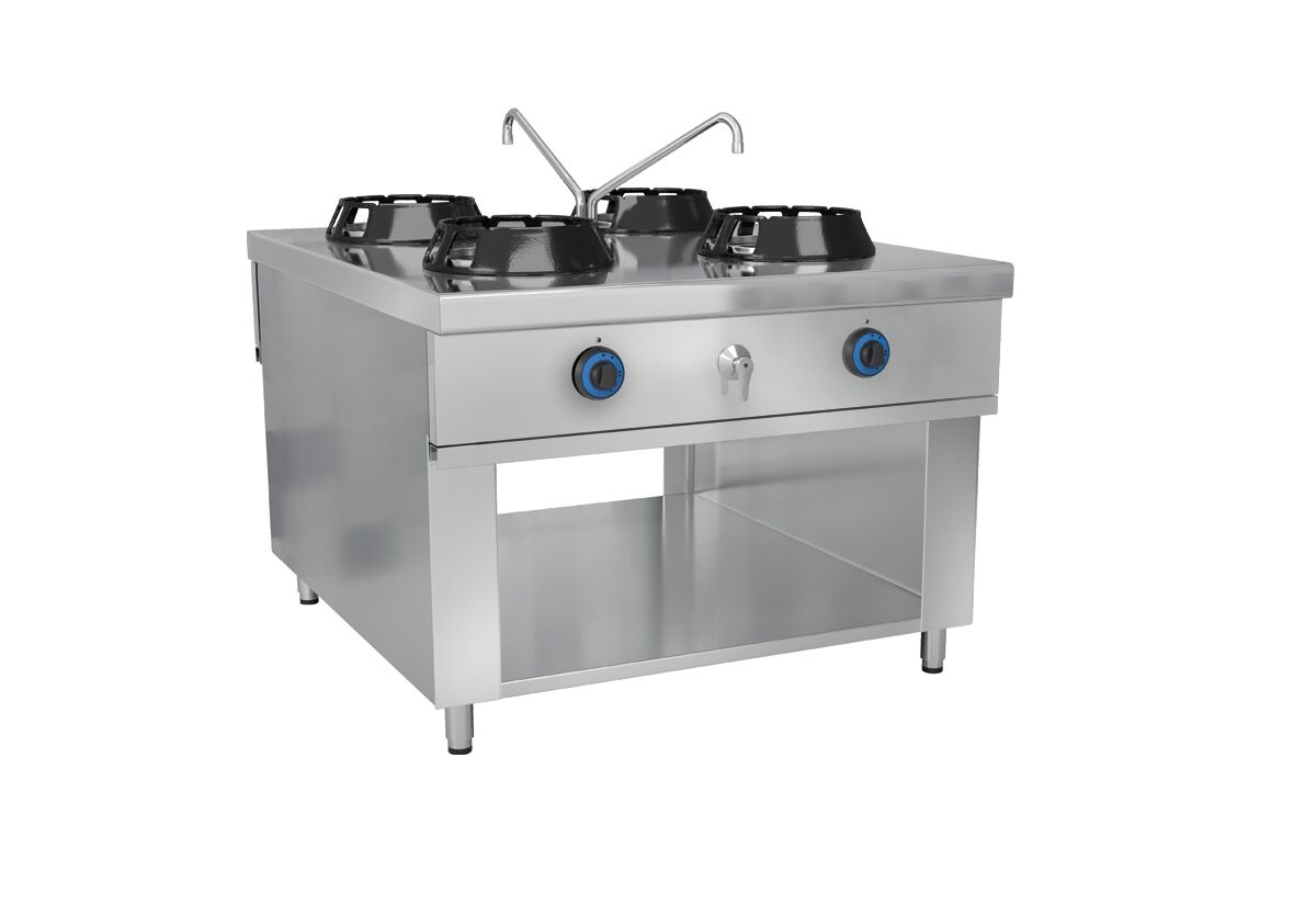Plynová wok varná doska – 56 kW – 4 horáky – vrátane 2 kohútikov