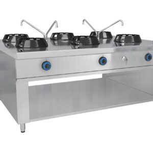 Plynová wok varná doska – 84 kW – 6 horákov – vrátane 4 kohútikov