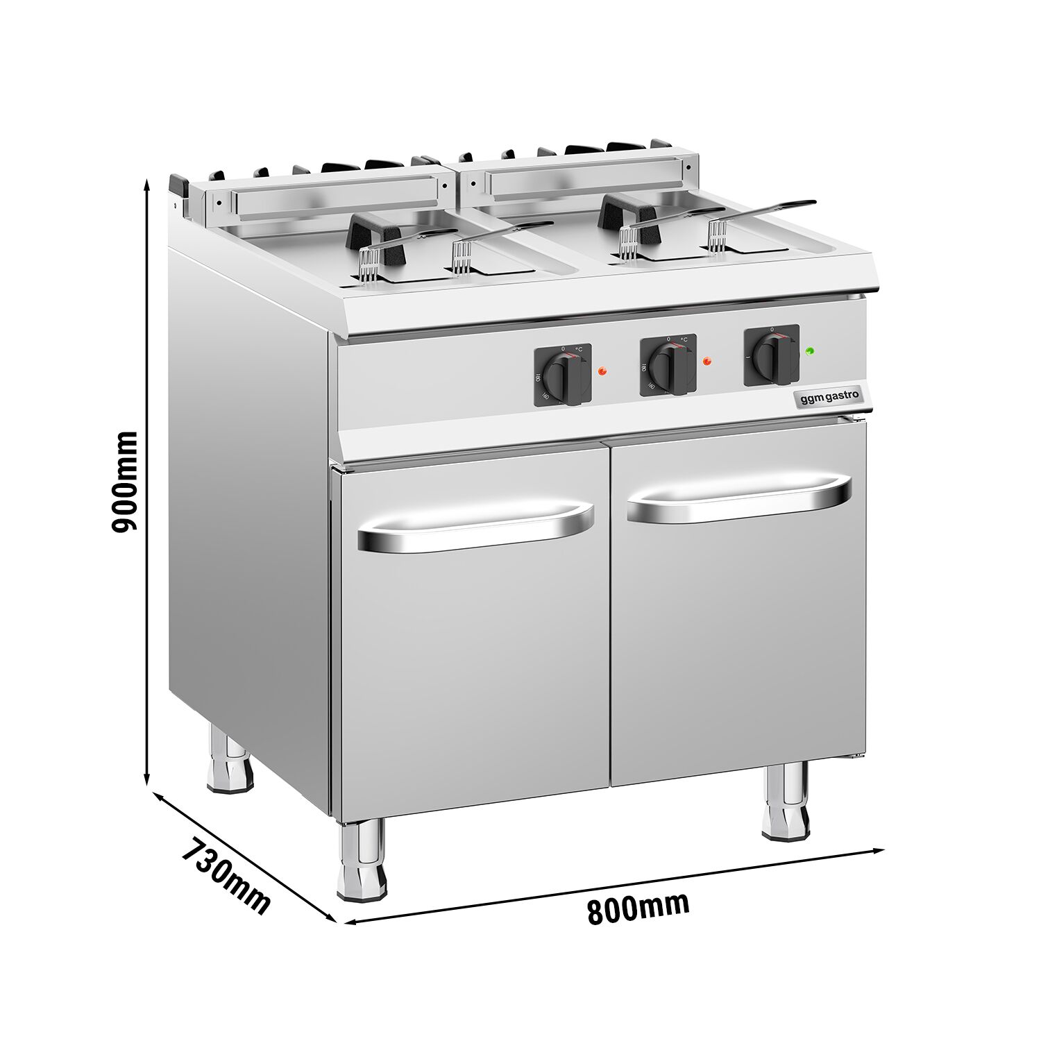 Elektrická dvojitá fritéza - 18+18 litrov - 28 kW - vrátane základnej jednotky s 2 dvierkami – Obrázok 6
