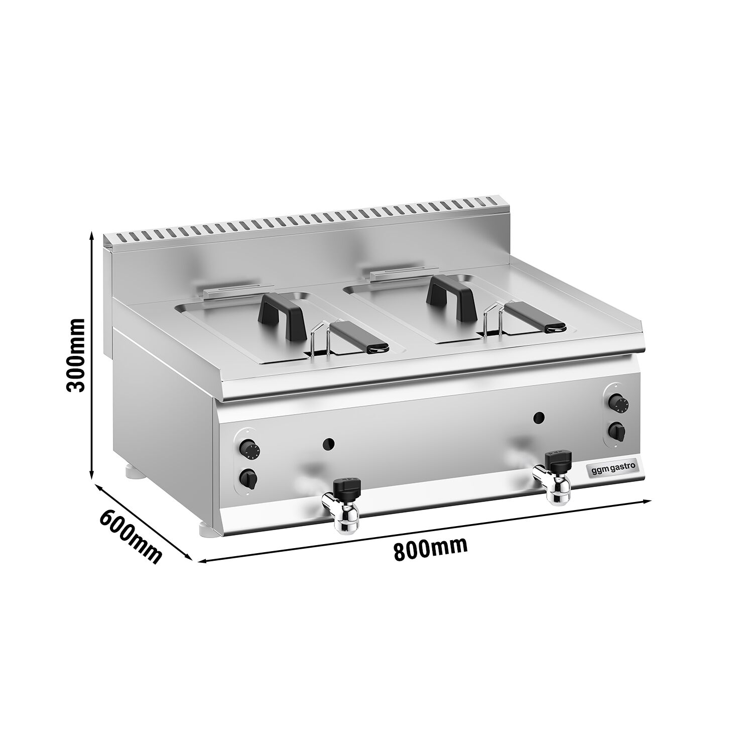 Plynová dvojitá fritéza - 8+8 litrov - 12 kW - s vypúšťacím ventilom – Obrázok 4