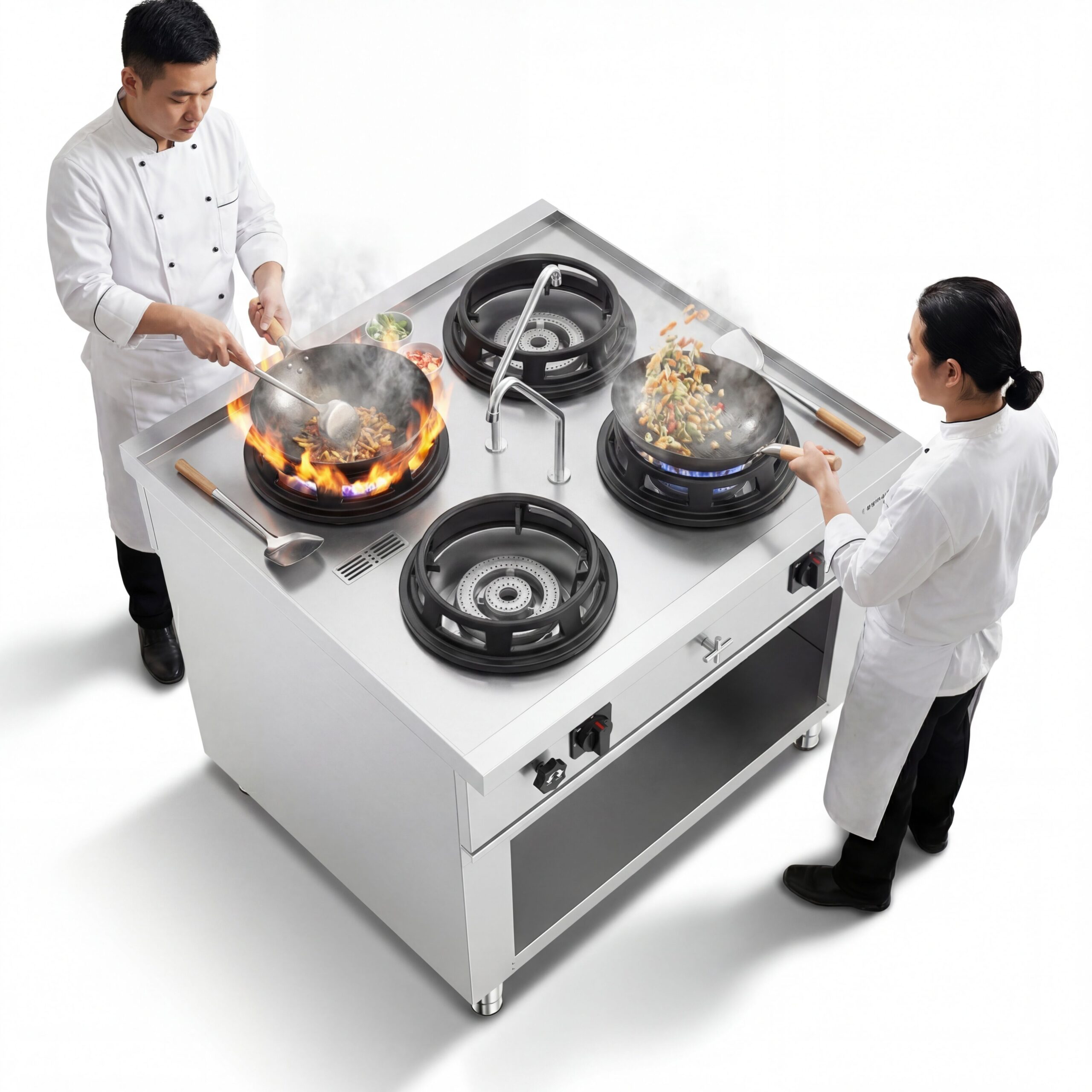 Plynový wok varný ostrovček - 90 kW - 6 horákov - vrátane 4 kohútikov – Obrázok 7