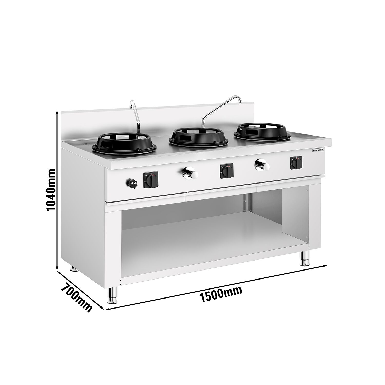 Plynová wok varná doska – 45 kW – 3 horáky – vrátane 2 kohútikov – Obrázok 6