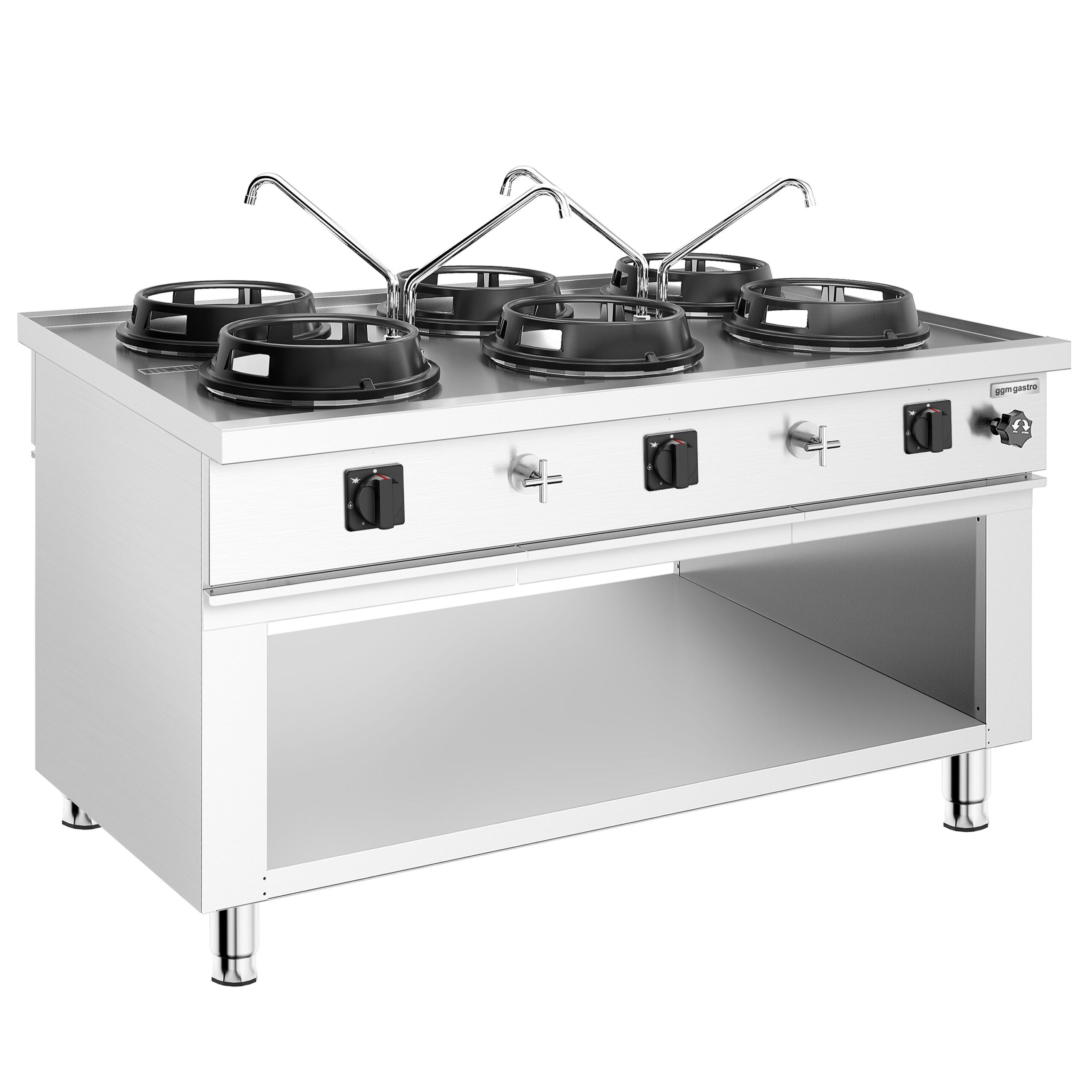 Plynový wok varný ostrovček - 90 kW - 6 horákov - vrátane 4 kohútikov – Obrázok 2