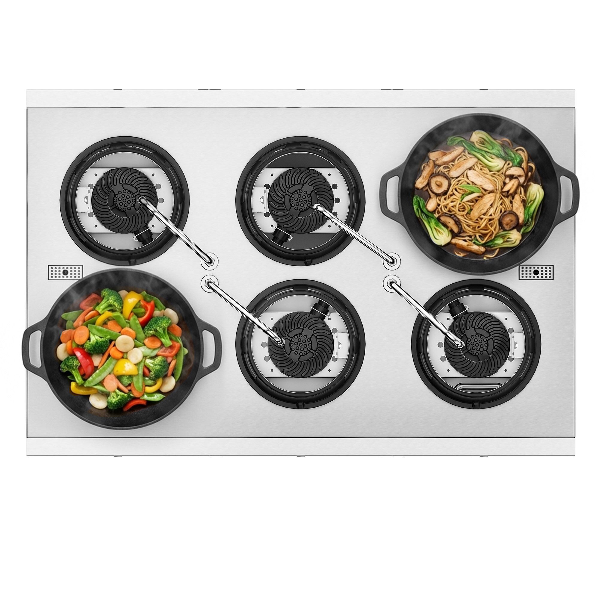 Plynový wok varný ostrovček - 90 kW - 6 horákov - vrátane 4 kohútikov – Obrázok 6